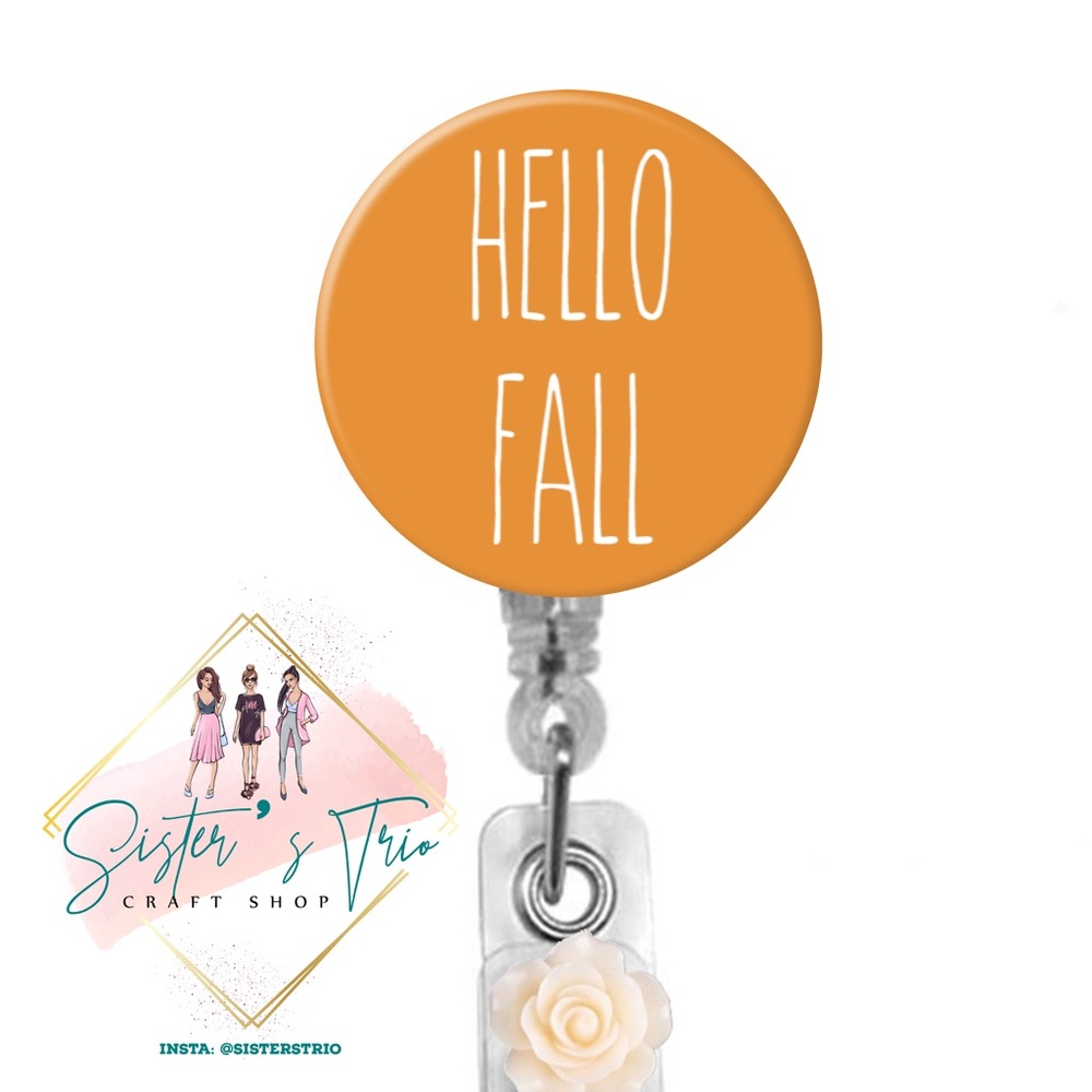Hello Fall Rae Dunn Retractable Badge Holder - Picture 2 of 5